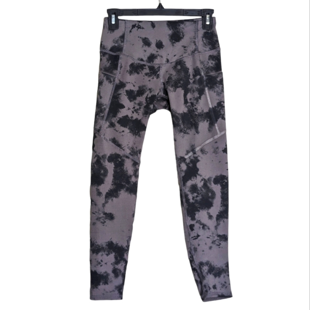 Evolution and Creation Black Gray Tie Dye Yoga Pants Workout Leggings Unique Fun